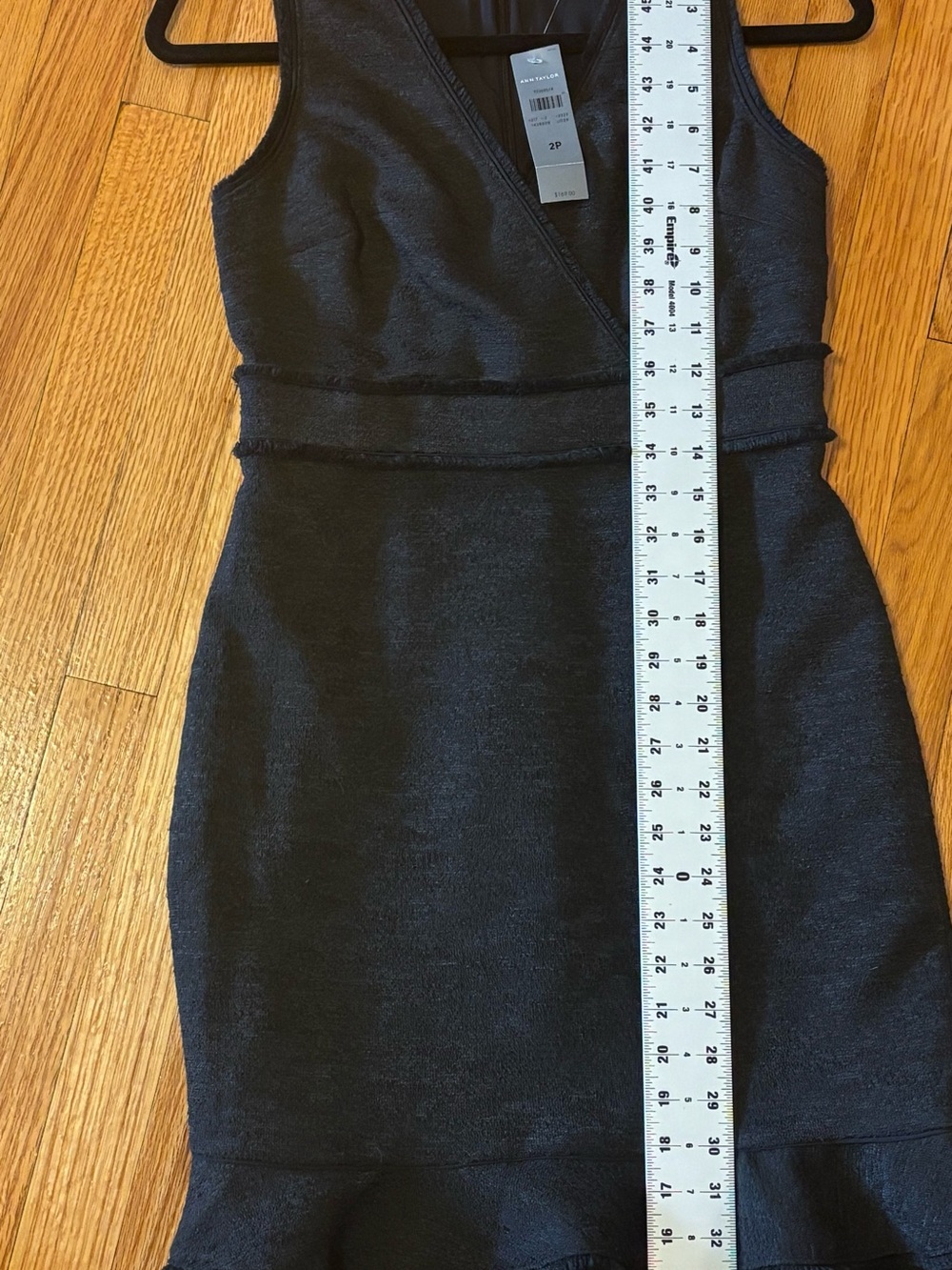 Ann Taylor NWT Black Tweed Surplice Sheath Dress Ruffle Lace Hem 2P - Picture 11 of 13